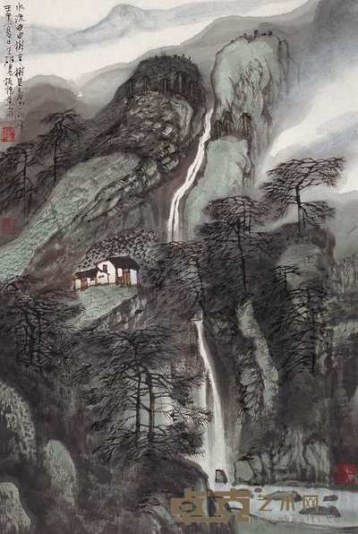 蔡天雄 山高水长图 片连框 68×45cm